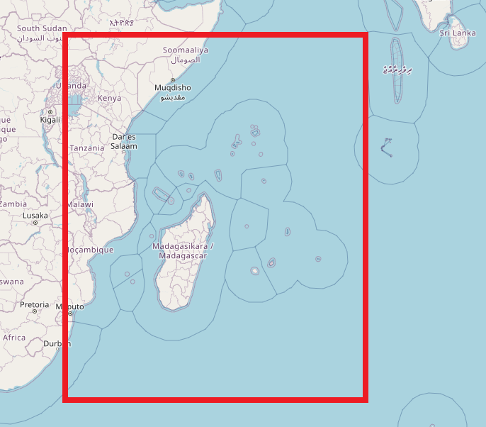Indian Ocean Zone 2 highlighted fishing zone