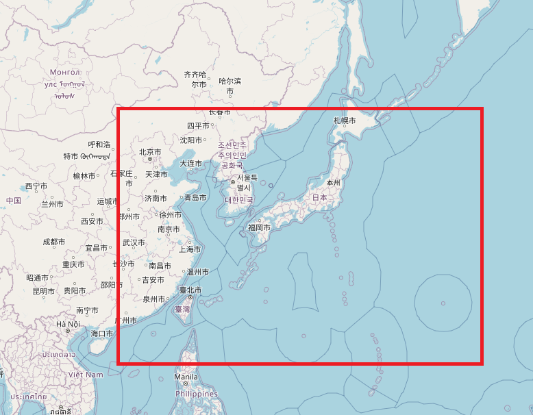 Northwest Pacific Ocean highlighted fishing zone